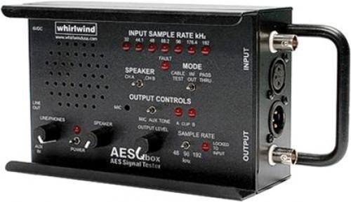 Whirlwind WHI-AESQBOX AES Qbox Line Tester; Generate into or monitor from your AES digital sound system with this handy tool; Also doubles as a quality A/D and D/A converter and impedance transformer; Receives 32K44.1k48k88.2k96k1764k and 192kHz (AESQBOX AESQBOX AESQBOX BTX)
