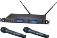 Audio-Technica AEW-5233AD Dual Wireless Microphone System, Band D: 655.500 to 680.375MHz, AEW-R5200 Dual Receiver, x2 AEW-T3300a Handheld Transmitters, Cardioid Condenser Capsule, Simultaneous Dual Microphone Operation, 996 Selectable UHF Channels, IntelliScan Frequency Scanning, On-board Ethernet interface, Backlit LCD displays on transmitters, High-visibility white-on-blue LCD information display (AEW5233AD AEW-5233AD AEW 5233AD AEW5233-AD AEW5233 AD) 