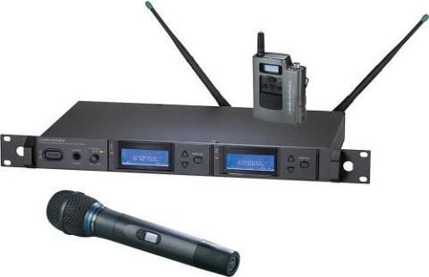 Audio-Technica AEW-5313AC Dual Wireless Microphone System, Band C: 541.500 to 566.375MHz, AEW-R5200 Dual Receiver, AEW-T3300a Handheld Transmitters, Cardioid Condenser Capsule, AEW-T1000a UniPak Transmitter, Simultaneous Dual Microphone Operation, 996 Selectable UHF Channels, IntelliScan Frequency Scanning, On-board Ethernet interface, High-visibility white-on-blue LCD information display (AEW5313AC AEW-5313AC AEW 5313AC AEW5313-AC AEW5313 AC)