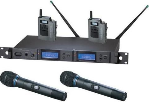 Audio-Technica AEW-5413AC Dual Wireless Microphone Combo System, Band C: 541.500 to 566.375MHz, AEW-R5200 Dual Receiver, x2 AEW-T3300a Handheld Transmitters, Cardioid Condenser Capsule, x2 AEW-T1000a UniPak Transmitters, Simultaneous Dual Microphone Operation, 996 Selectable UHF Channels, IntelliScan Frequency Scanning ( AEW5413AC  AEW-5413AC AEW 5413AC)