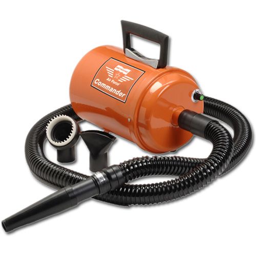 Metrovac 114-142393 Model AFTD-2V Air Force Steel Commander Variable Speed Dog Dryer, 1.7 HP, Orange; Orange color; A lightweight pet dryer is so powerful you will forget it's portable; A floor/table pet dryer with variable speed control allows you to groom large or small breeds; Powerful enough for drying heavy coated breeds; Ideal for the grooming professional or pet owner; UPC 031275142393 (METROVACAFTD2V METROVAC AFTD2V AFTD 2V AFTD-2V 114-142393)