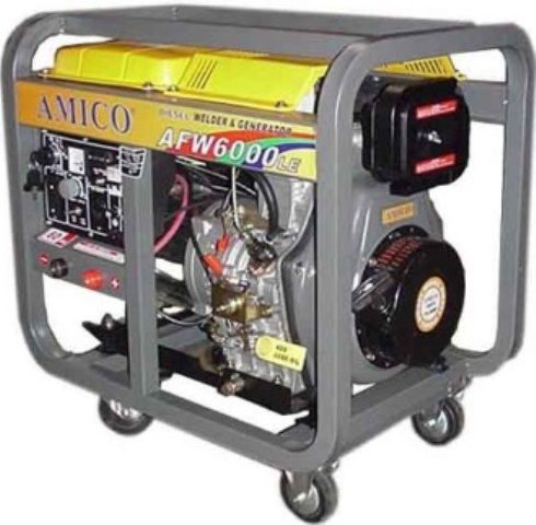 Amico AFW6000LE Portable Diesel Welder and Generator, 6000 Running Watt and 6500 Peak Watt, 120 Volts & 240 Volts, Frequency 60 Hertz, DC Output 12V/8.3A, Engine Speed 3600rpm, Power Factor 1.0 (cosφ), Electric Start & Recoil, AF186FE Engine, Single-cylinder, Vertical, 4-Stroke, Direct injection, Air-cooled Diesel Engine, Battery not included (AFW-6000LE AFW 6000LE AFW6000L AFW6000)