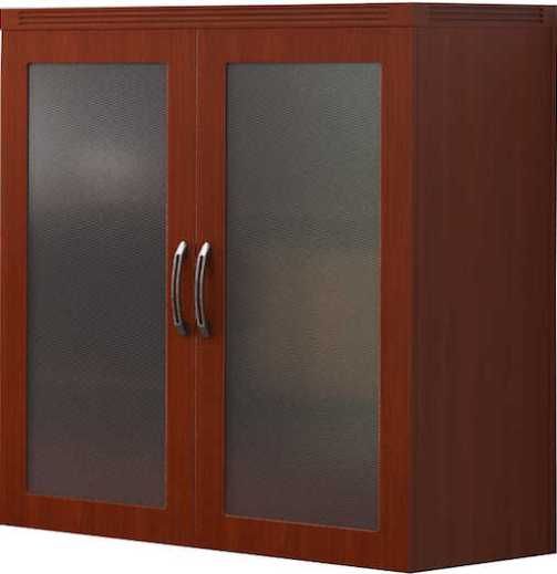 Mayline AGDC-CHY Aberdeen Series Glass Display Cabinet, 2 Shelf Quantity, 36 Lbs Capacity - Shelf, Key Lockable, 34.56