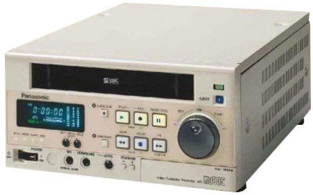 Panasonic AG-MD835P Refurbished Video Cassette Recorder, Built-in digital time base corrector to assure optimal picture quality, 3 dimensional noise reduction, 3 dimensional digital Y/C separation, S-VHS amorphous video heads produce 400 lines of horizontal resolution, RS-232C compatible with optional board, Two rotary heads, helical scanning system (AGMD835P AG MD835P AG-MD835 AGMD835 AGMD835P-R)
