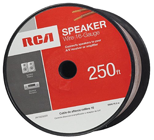 RCA AH16250SR 250 ft. 16-Gauge Speaker Wire, Easy to install, Flexible with thick insulation, Comes with spool for ease and convenience, 6 in Assembled Depth (in.), 4 in Assembled Height (in.), 250 Wire/Cable Length (ft.), 6 in Assembled Width (in.), Bare Copper Grounding Wire, 16 Conductor Gauge, UPC 044476061004 (AH16250SR AH-16250SR)