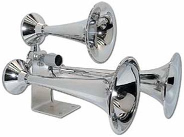 Omega AH 300 EL LOCO Chrome Triple Train Horns 115dB Output at