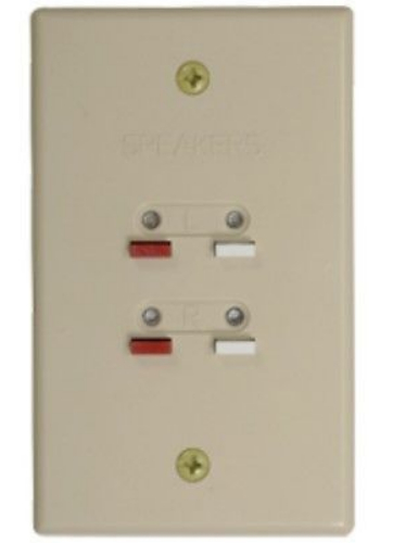 RCA AH300R Speaker Wall Plate, Terminates in-wall speaker wire installations, Speaker wires connect to wall jack, Ivory finish, UPC 044476066474 (AH300R AH-300R)