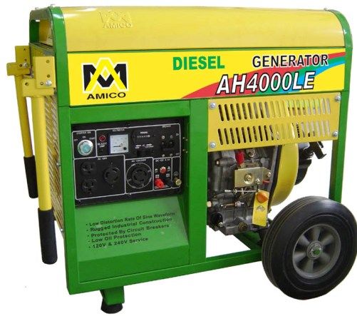Amico AH4000LE Diesel Generator 120V/240V, Rated AC Power 4000W, Max. AC Power 4500W, Starting Mode Electric Start & Recoil Start (AH4000LE AH-4000LE AH4000L AH4000 AH-4000 AH400)