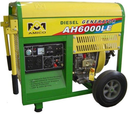 Amico AH6000LE Diesel Generator 120V/240V, Rated AC Power 6000W, Max. AC Power 6500W, Starting Mode Electric Start & Recoil (AH6000LE AH6000L AH6000 AH-6000LE AH-6000L AH-6000)