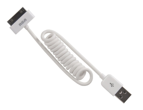 RCA AH740CR Coiled Ipod/Iphone Power And Sync Cable; Charge, sync and power your iPod, iPhone or iPad with your Mac or Windows PC; Compatible with iPod, iPhone and iPad2-foot coiled cord keeps the cable out of the way when you; Available in white (AH740CR) and black (AH740CBR); Limited lifetime warranty; UPC 044476084706 (AH740CR AH-740CR)