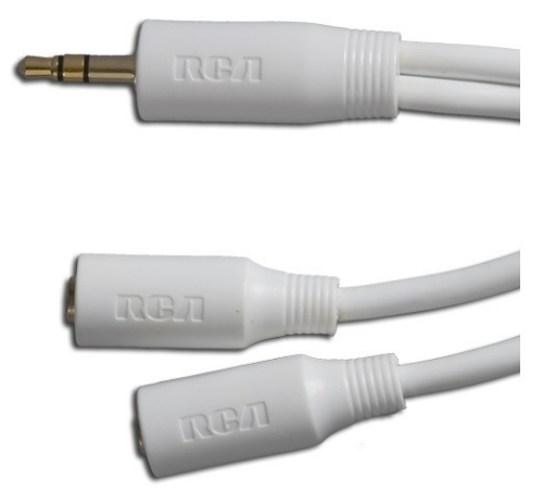RCA AH746R 6 foot Y Adapter Cable for 3.5mm Jacks, Connects two headphones to a single 3.5mm jack, Extends cable reach by 6 feet, Carries stereo audio to two pairs of headphones, Great for mp3 players and other portable audio devices, Limited lifetime warrantye, UPC 044476077173 (AH746R  AH746R)