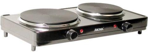 Aroma AHP-312 Electric Double Buffet Burner, Durable die-casting burner, Durable cast iron 6.5
