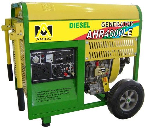 Amico AHR4000LE Diesel Generator 120V/240V Remote Control, Rated AC Power 4000W, Max. AC Power 4500W (AHR4000LE AHR4000L AHR4000 AHR-4000LE AHR-4000L AHR4000)
