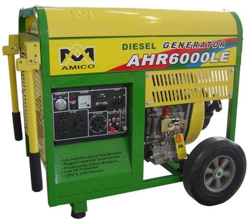 Amico AHR6000LE Diesel Generator 120V/240V Remote Control, Rated AC Power 6000W, Max. AC Power 6500W (AHR6000LE AHR6000L AHR6000 AHR-6000LE AHR-6000L AHR-6000)