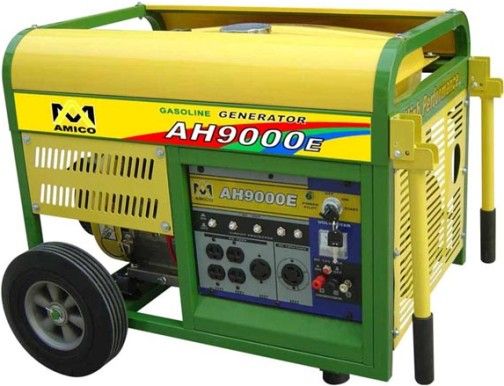 Amico AHR9000E Portable Gasoline Generator with Remote Control, 8000 Running Watt and 8500 Peak Watt, 120 Volts & 240 Volts, Frequency 60 Hertz, DC Output 12V/8.3A, Engine Speed 3600rpm, Power Factor 1.0 (cosφ), Remote Control & Electric Start & Recoil Start, AHG190F(E) Engine, Single-cylinder, 4-Stroke, Air-Cooled, OHV, Gasoline Engine (AHR-9000E AHR 9000E AHR9000)