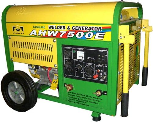 Amico AHW7500E Portable Gasoline Welder and Generator, 7000 Running Watt and 7500 Peak Watt, 120 Volts & 240 Volts, Frequency 60 Hertz, DC Output 12V/8.3A, Engine Speed 3600rpm, Power Factor 1.0 (cosφ), Electric Start & Recoil, AHG190F(E) Engine, Single-cylinder, 4-Stroke, Air-Cooled, OHV, Gasoline Engine, UPC 689076124492 (AHW-7500E AHW 7500E AHW7500)