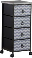 Linon AHWE4DRW2C1 Chevron Wheel Cabinet; Perfect for adding mobile storage to any area of your home or office; Four drawers provide ample storage space for toys, paperwork and other items; A ring style drawer pull graces the front of each drawer; Grey chevron distressed finish will complement a variety of color schemes and decor styles; UPC 753793939698 (AHWE-4DRW2C1 AHWE4DRW-2C1 AHWE-4DRW-2C1) 