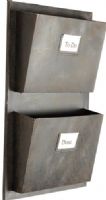 Linon AHW-M1241-1 Industrial Metal Two Slot Mailbox; Perfect for hanging in an entry, hall, mud room or office; Rustic grey design easily complements a variety of color schemes and decor styles; Two 9"x12" slots hold papers, booklets, mail and magazines keeping your space tidy and organized; 30 lbs. weight capacity; Dimensions 14.5"w x 4"d x 46"h; UPC 753793897387 (AHWM12411 AHWM1241-1 AHW-M12411) 