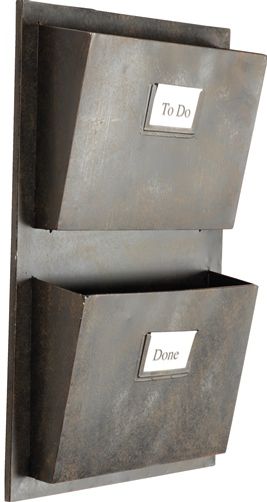 Linon AHW-M1241-1 Industrial Metal Two Slot Mailbox; Perfect for hanging in an entry, hall, mud room or office; Rustic grey design easily complements a variety of color schemes and decor styles; Two 9