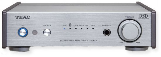 TEAC AI301DASV Integrated Amplifier With Bluetooth; Silver; ICEpower 50ASX2-SE Class D power amp; 60W + 60W (4 ohms) high output; 2.8MHz/5.6MHz DSD native playback (via USB input); 32bit/192kHz PCM file playback; Asynchronous mode capability; BurrBrown PCM1795 digital to analog converter; UPC 043774030712 (AI301DASV AI301DA-SV AI301DASVTEAC AI301DASV-TEAC AI301DASV-AMPLIFIER AI301DASVAMPLIFIER)