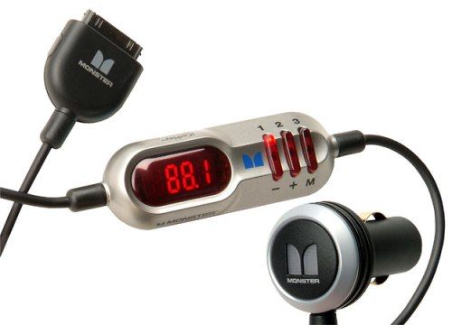 Monster A IP FM-CH PS SB FM Transmitter/Charger for iPod, Excluding 87.7 MHz and 87.9 MHz., Clarity of reception may vary, For iPods with Dock Connector (including iPod mini) (A IP FM CH PS SB AIPFMCHPSSB 125875)