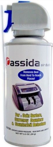 Cassida AIRDUSTER CleanPro Air Duster (6 pack), For Coin Sorters, Currency Counters and Counterfeit Detectors, 3 oz of canned air capacity, Powerful blast will remove dust, lint and dirt without leaving any residue, Precision-dusting extension tube included, Regular usage of Air Pro duster helps maintain performance of the equipment (AIRDUSTER AIR-DUSTER)