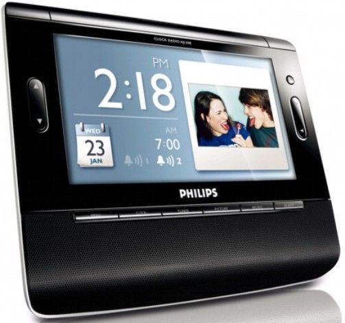 Philips AJL308/37 Clock Radio, 7-Inch color display for easy viewing of clock, radio & calendar, Aspect ratio 16:9, Brightness 200 cd/m2, Contrast ratio 300:1, Resolution 480(w)x234(H)x3(RGB), Response time 30 ms, Wake up to sounds of nature and start a fresh new day (AJL30837 AJL308-37 AJL308 AJL-308)