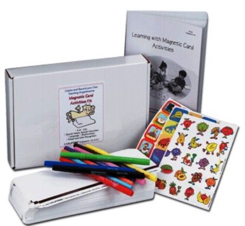 Califone AK-1000 Magnetic Card Activites Kit, Standard, 100 Blank Reader Cards, Markers and Stickers Included, Suitable for Grades K-6; Create your own supplements; Complete with markers & stickers; Activities described in the book emerged from actual classroom use and are suitable for students in regular and special classes K-6, UPC 610356153000 (AK1000 AK 1000) 