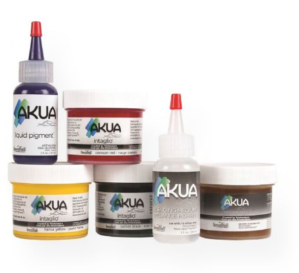 Akua 8209 Starter Set; Includes (3) 2 oz Intaglio inks, (1) 1 oz Liquid Pigment ink, (1) 2 oz transparent base, (1) 1 oz blending medium, and an instruction guide; Shipping Weight 1.15 lb; Shipping Dimensions 4.06 x 3.94 x 4.75 in; UPC 853005004067 (AKUA8209 AKUA-8209 ARTWORK PAINTING)