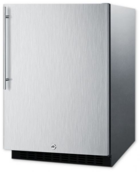 Summit AL54CSSHV Built-In Undercounter ADA Compliant All-Refrigerator With Wrapped Stainless Steel Exterior, Thin Vertical Handle, Door Storage, And Digital Controls; ADA compliant design, 32
