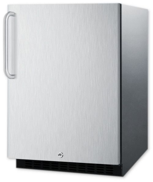 Summit AL54CSSTB Built-In Undercounter ADA Compliant All-Refrigerator With Wrapped Stainless Steel Exterior, Towel Bar Handle, Door Storage, And Digital Controls; ADA compliant design, 32
