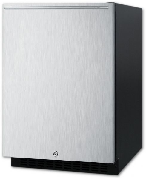 Summit AL54SSHH Built-In Undercounter ADA Compliant All-Refrigerator With Wrapped Stainless Steel Door, Horizontal Handle, Black Cabinet, Door Storage, And Digital Controls; ADA compliant design, 32