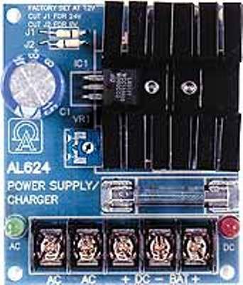 Altronix AL624 Linear Power Supply/Charger, Switch selectable 6VDC-12VDC-24VDC, 1.2 amp of continuous supply current @ 6VDC or 12VDC or .75 amp of continuous supply current @ 24VDC, Filtered and electronically regulated outputs, Short circuit and thermal overload protection, Built-in charger for sealed lead acid or gel type battery backup, UPC Altronix AL624 Linear Power Supply/Charger, Switch selectable 6VDC-12VDC-24VDC, 1.2 amp of continuous supply current @ 6VDC or 12VDC or .75 amp of continu