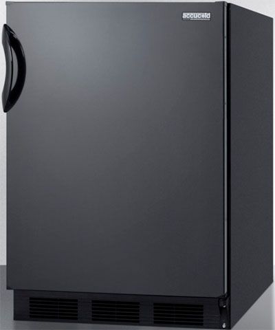 Summit AL652BBI ADA Compliant Built-in Undercounter Refrigerator-Freezer with Cycle Defrost, Black Cabinet, 5.1 cu.ft. Capacity, Less than 24 inches wide to fit tight spaces, Reversible door, Dual evaporator, Zero degree freezer, Adjustable glass shelves, Clear crisper, Door shelves, Interior light, Adjustable thermostat (AL652B-BI AL-652BBI AL 652BBI AL652B AL652)