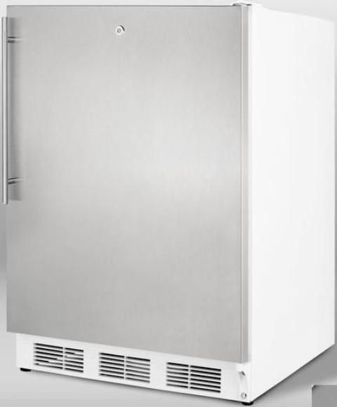 Summit AL750LSSHV Compact All-Refrigerator, 24 Size, 5.5 Cu. Ft. Capacity, Automatic Defrost, 3 Shelf Quantity, Wire Shelf Type, Adjustable Thermostat, Dial Thermostat Type, Rear Of Unit Condensor Location, 2 Level Legs Quantity, Adjustable Shelf, Interior Light, 100% CFC Free, Factory Installed Lock, Counter-Depth,Stainless Door with Vertical Thin Handle (AL750LSSHV AL750L-SSHV AL750L SSHV AL750 AL-750 AL 750) 