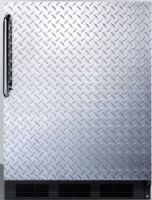 Summit ALB653BDPL ADA Compliant Built-in Undercounter Refrigerator-Freezer for General Purpose Use with Cycle Defrost, Diamond Plate Door and Towel Bar Handle, Black Cabinet, 5.1 cu.ft. Capacity, RHD Right Hand Door Swing, Dual evaporator, Zero degree freezer, Fruit and vegetable crisper, Adjustable shelves, Door storage (ALB-653BDPL ALB 653BDPL ALB653B ALB653) 