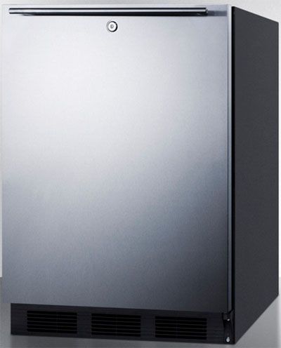 Summit ALB753LBLSSHH ADA Compliant Built-in Undercounter All-refrigerator with Automatic Defrost, Factory Installed Lock, Stainless Steel Door and Horizontal Handle, Black Cabinet, Less than 24 inches wide with a generous 5.5 c.f. of storage capacity, Reversible door, RHD Right Hand Door Swing, Hidden evaporator (ALB-753LBLSSHH ALB 753LBLSSHH ALB753LBLSS ALB753LBL ALB753L ALB753)