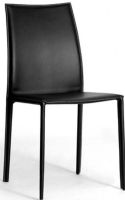 Wholesale Interiors ALC-1025-BLK Claudio Dining Chair in Black, 18" tall Seat measures, Furniture constructed of sturdy steel, Durable bonded leather upholstery, Rich Black leather seating, Accented with contrast stitching (ALC1025BLK ALC-1025-BLK ALC 1025 BLK ALC1025 ALC-1025 ALC 1025) 