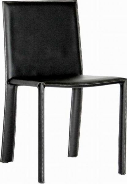Wholesale Interiors ALC-1037-BLK Regal Leather Dinng Dining Chair, Constructed of sturdy steel, Durable bonded leather upholstery, Contemporary square back, 18.5