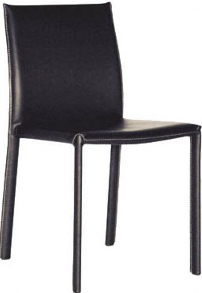 Wholesale Interiors ALC-1822-BLK Set of Two GonerilMid-back Leather Dining Chair in Black, Stool Back, Armless, Steel Chair Material, Steel Seat Material, 39.4