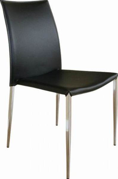 Wholesale Interiors ALC-1899-BLK Set of Two Hamlet Leather Dining Chair in Black, Stool Back, Armless, Steel Chair Material, Steel Seat Material , 37.8