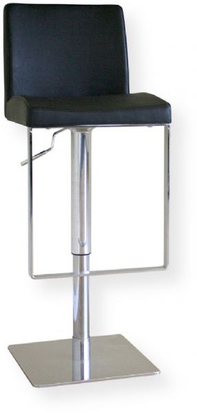 Wholesale Interiors ALC-2213A-BLACK Eglamour Mid-back Leather Adjustable Barstool in Black, Stool Back, Steel Chair Material, Leather Seat Material, 32