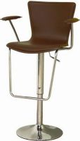 Wholesale Interiors ALC-2219-BROWN Jaques with Arm Leather Adjustable Barstool in BROWN, Armless Stool Arms, Steel Chair Material, Leather Seat Material, Swivel, 20"-30" Seat Height, 15" D Seat Size, 8" H Arms Height , 13" H Back Height, UPC 878445003180 (ALC2219BRN ALC-2219-BRN ALC 2219 BRN ALC2219BROWN ALC-2219 ALC2219 ALC-2219) 