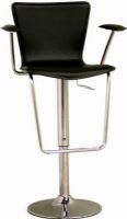 Wholesale Interiors ALC-2219-BLACK Jaques with Arm Leather Adjustable Barstool in Black, Armless Stool Arms, Steel Chair Material, Leather Seat Material, Swivel, 20"-30" Seat Height, 15" D Seat Size, 8" H Arms Height , 13" H Back Height, UPC 878445003173 (ALC2219BK ALC-2219-BK ALC 2219 BK ALC2219BLACK ALC-2219 ALC2219) 