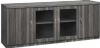 Mayline ALC-GRY Aberdeen Series Low Wall Cabinet, 3 Shelf Quantity, 0.708" Shelf Divider Thickness, 17.88" W x 16.50" D Shelf Dimensions, 70.56" W x 16.50" D x 24.75" H Inside Dimensions, Key Lockable, 36 Lbs Capacity - Shelf, Combination dual wood and glass door storage, Glass doors outfitted with safety tempered glass, Self-closing hinged doors for added convenience, UPC 760771464646, Gray Steel Color (ALC-GRY ALC GRY ALCGRY ALC) 