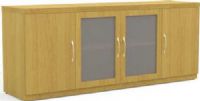 Mayline ALC-MPL Aberdeen Series Low Wall Cabinet, 3 Shelf Quantity, 0.708" Shelf Divider Thickness, 17.88" W x 16.50" D Shelf Dimensions, 70.56" W x 16.50" D x 24.75" H Inside Dimensions, Key Lockable, 36 Lbs Capacity - Shelf, Combination dual wood and glass door storage, Glass doors outfitted with safety tempered glass, Self-closing hinged doors for added convenience, UPC 760771116026, Maple Color (ALC-MPL ALC MPL ALCMPL ALC) 