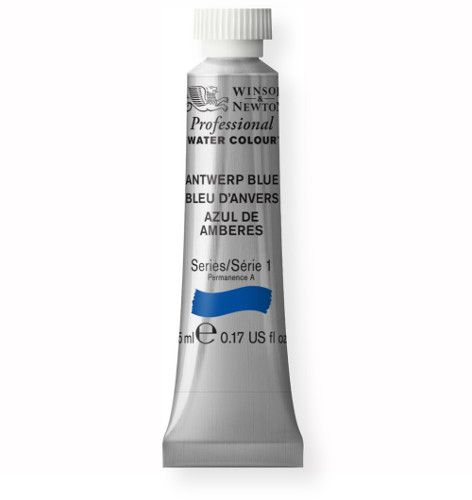 Winsor & Newton 102010 Artists' Watercolor 5ml Antwerp Blue; Maximum color strength with greater tinting possibilities; Watercolor type; 5 ml content; Tube format; EAN 50823420 (CRIMSON5ML TUBE5ML WATERCOLOR5ML ALVIN102010 ALVINTUBE5ML 102010-TUBE-5ML)