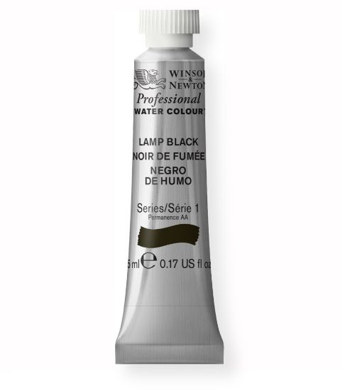 Winsor & Newton 102337 Artists' Watercolor 5ml Lamp Black; Maximum color strength with greater tinting possibilities; Watercolor type; 5 ml content; Tube format; EAN 50823826 (CRIMSON5ML TUBE5ML WATERCOLOR5ML ALVIN102337 ALVINTUBE5ML WINSORNEWTON-TUBE-5ML)