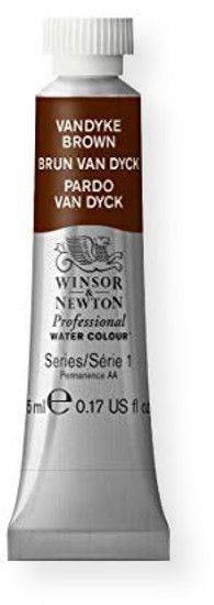 Winsor & Newton 102676 Artists' Watercolor 5ml Vandyke Brown; Maximum color strength with greater tinting possibilities; Watercolor type; 5 ml content; Tube format; EAN 50824106 (CRIMSON5ML TUBE5ML WATERCOLOR5ML ALVIN102676 ALVINTUBE5ML WINSORNEWTON-TUBE-5ML)