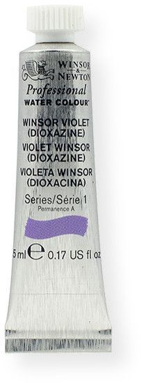Winsor & Newton 102733 Artists' Watercolor 5ml Winsor Violet Dioxazine; Maximum color strength with greater tinting possibilities; Watercolor type; 5 ml content; Tube format; EAN 50695003 (CRIMSON5ML TUBE5ML WATERCOLOR5ML ALVIN102733 ALVINTUBE5ML WINSORNEWTON-TUBE-5ML)